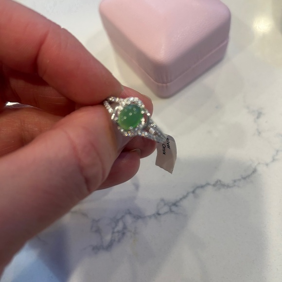 Sterling Silver Ring - Natural Green Onyx (1.4CT) - With Professional Appraisal - Picture 7 of 10